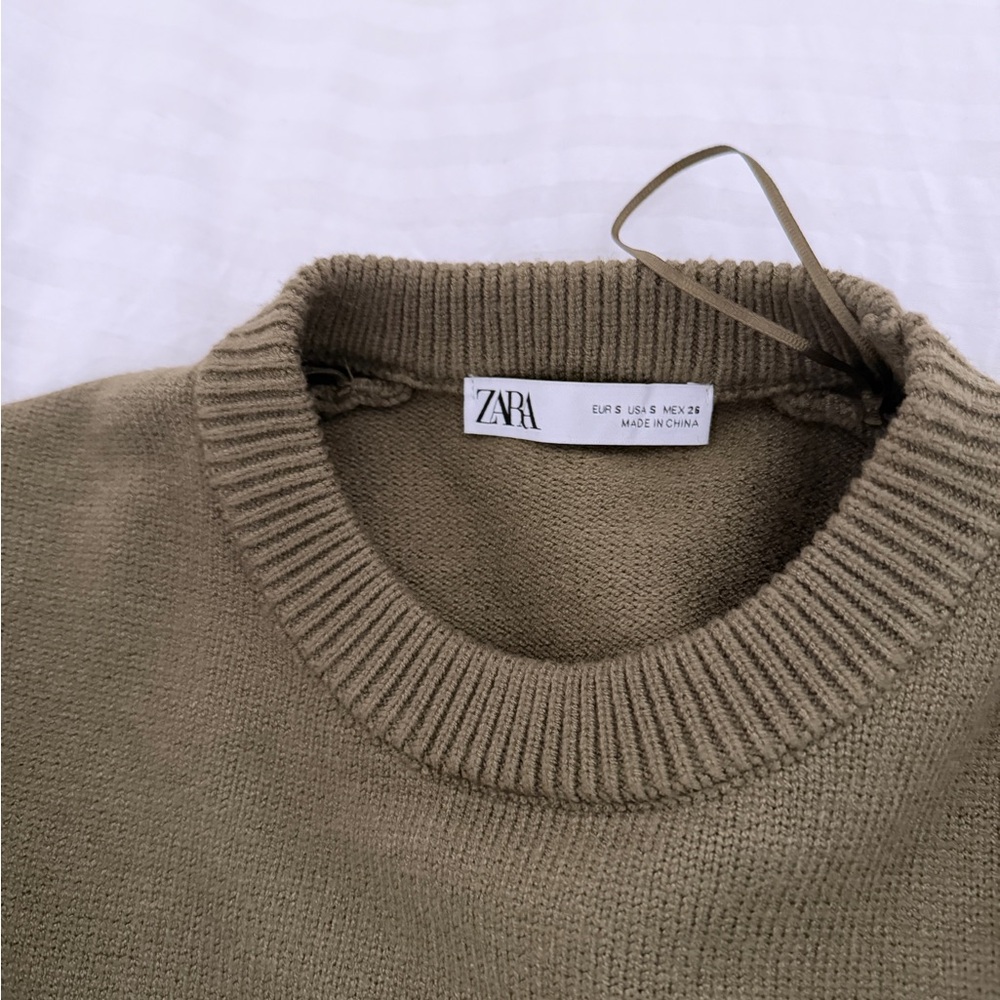 Zara women’s Khaki Crewneck Sweater